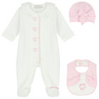 Baby Girls Ivory & Pink Babygrow Gift Set, 1, hi-res